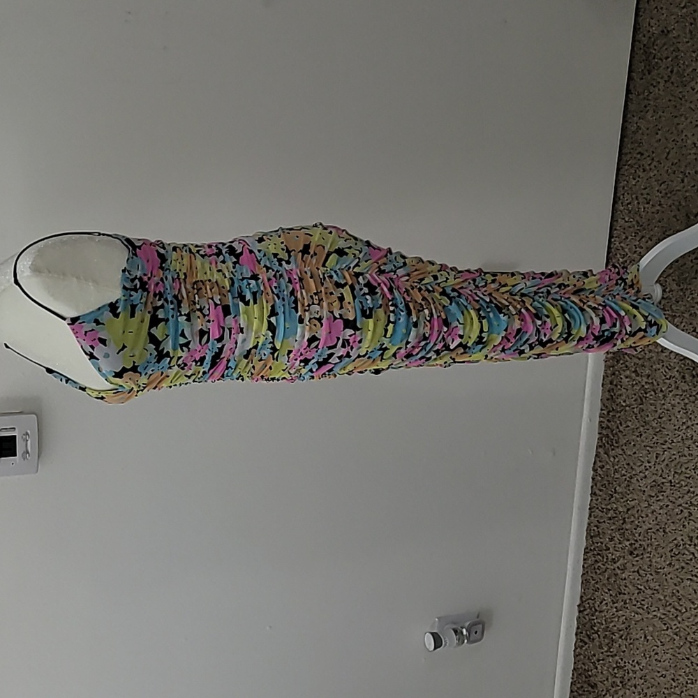 ARFM Ruched Mesh Midi Slipdress in Sky Floral Size Large NWT - Picture 11 of 15